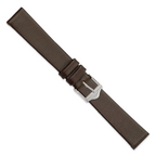 Brown Genuine Leather Watch Band with Silver-Tone Buckle 16mm