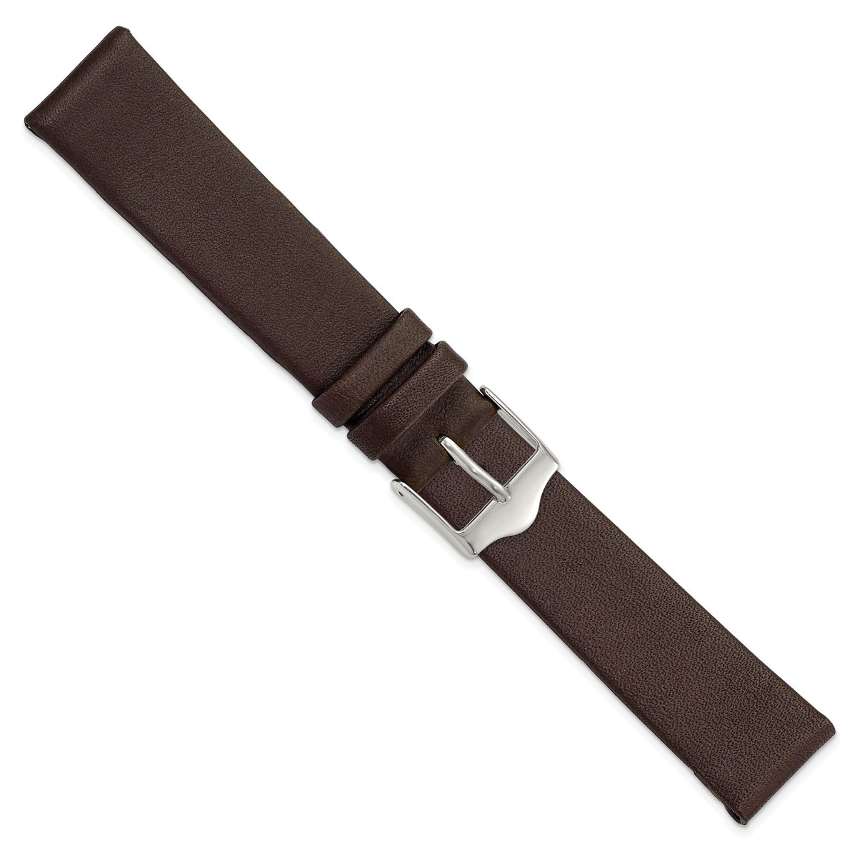 Brown Smooth Leather Watch Band in Silver-Tone Buckle, 17mm - Sophia Jewelers