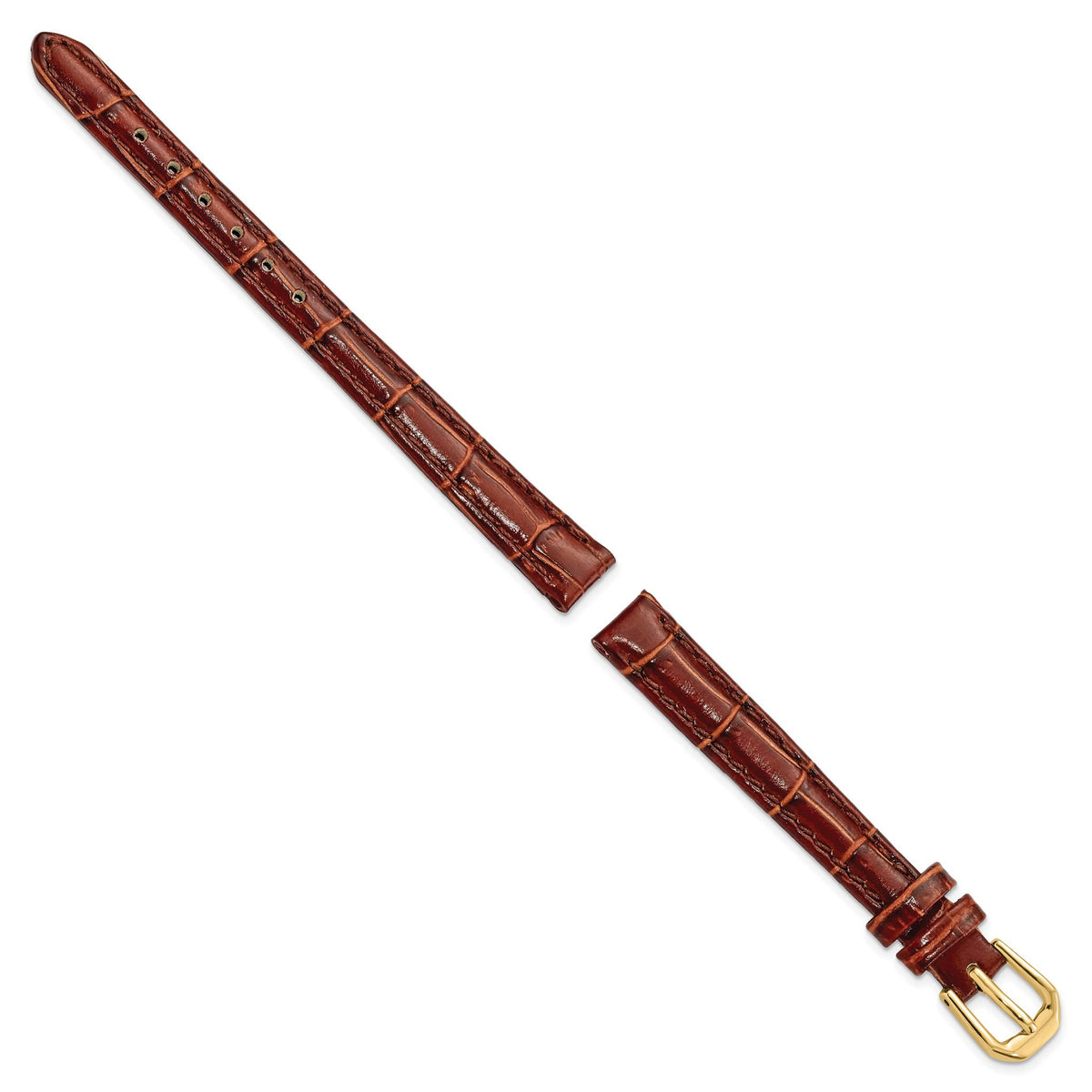 Havana Crocodile Grain Leather Watch Band in Gold-Tone, 10mm - Sophia Jewelers