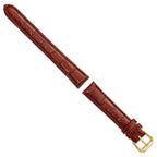 Havana Crocodile Grain Leather Watch Band in Gold-Tone, 10mm - Sophia Jewelers