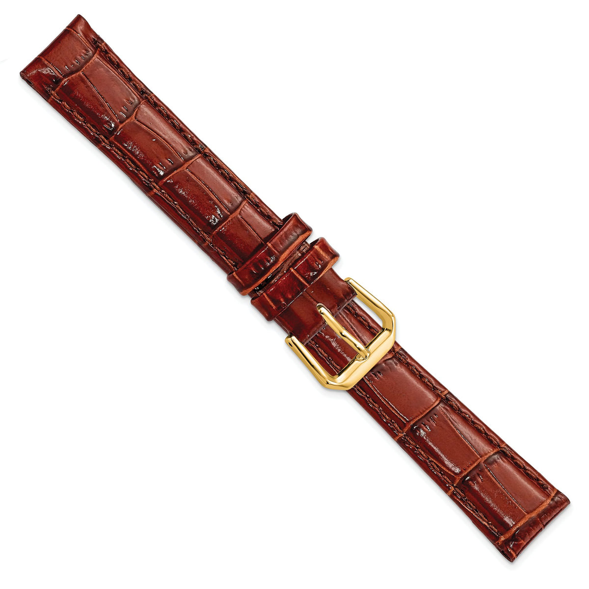 Havana Crocodile Grain Leather Watch Band in Gold-Tone, 10mm - Sophia Jewelers