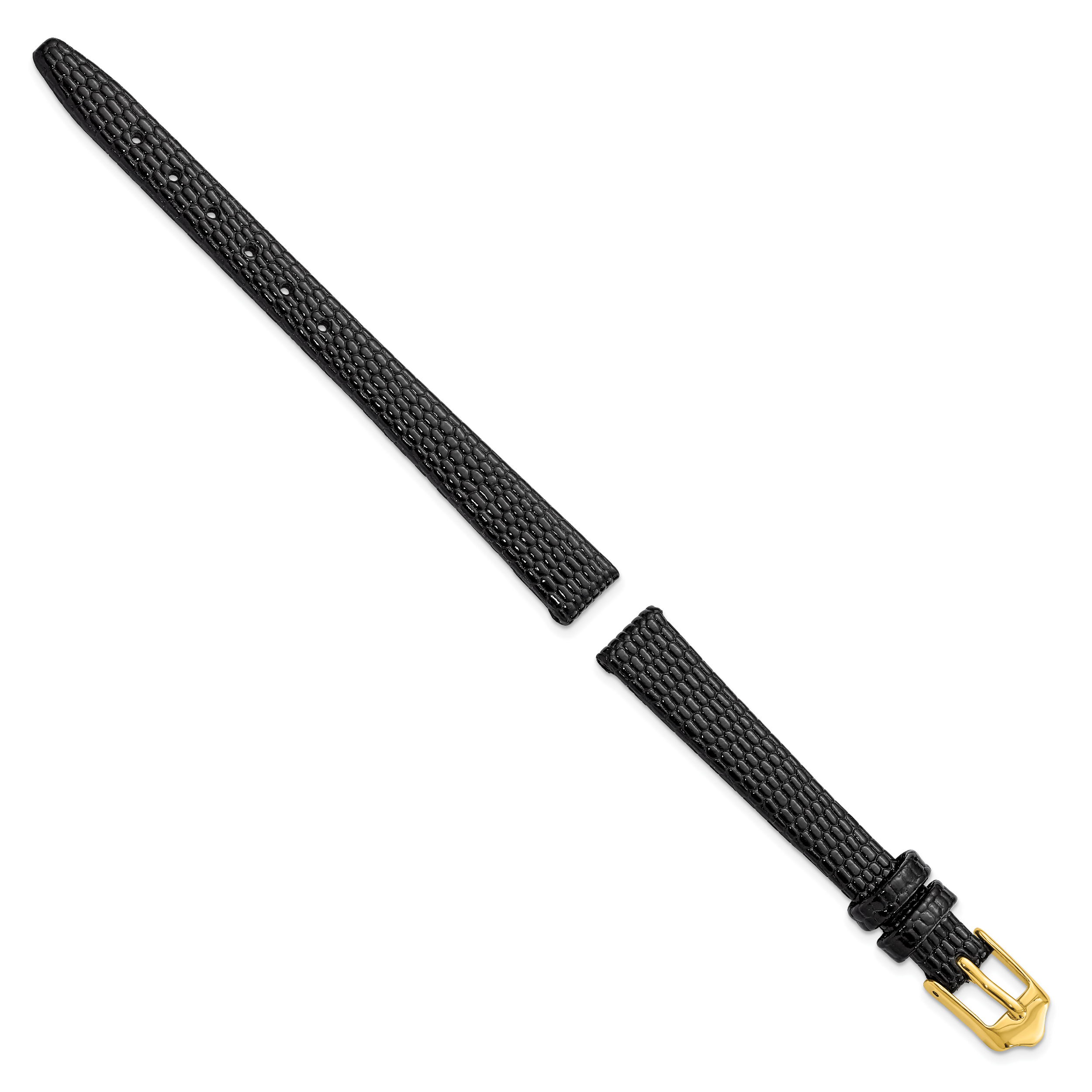 Lizard Grain Leather Watch Band in Black with Gold-Tone Buckle, 20mm Secondary image