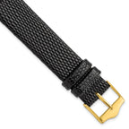 Lizard Grain Leather Watch Band in Black with Gold-Tone Buckle, 20mm