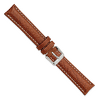 DeBeer 18mm Havana Sport Leather with White Stitching and Silver-tone Buckle 7.5 inch Watch Band