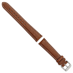 DeBeer 19mm Havana Sport Leather with White Stitching and Silver-tone Buckle 7.5 inch Watch Band