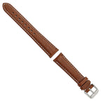 DeBeer 19mm Havana Sport Leather with White Stitching and Silver-tone Buckle 7.5 inch Watch Band