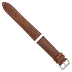 DeBeer 24mm Havana Sport Leather with White Stitching and Silver-tone Buckle 7.5 inch Watch Band
