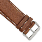 Havana Leather Watch Band in Brown with Silver-Tone Buckle, 12mm
