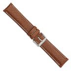 DeBeer 24mm Long Havana Sport Leather with White Stitching and Silver-tone Buckle 8.5 inch Watch Band