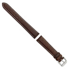 Dark Brown Sport Leather Watch Band with White Stitching, 12mm - Sophia Jewelers