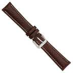 Dark Brown Sport Leather Watch Band with White Stitching, 12mm - Sophia Jewelers