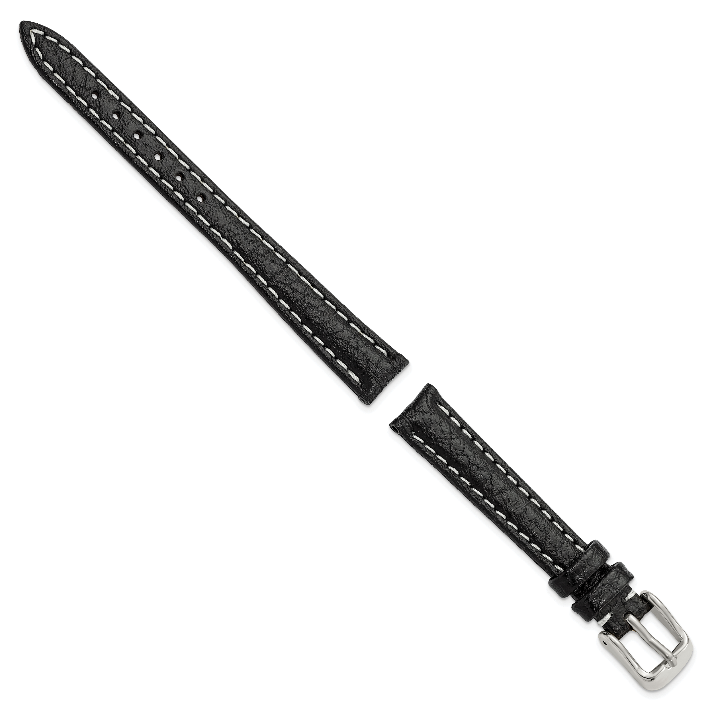 Sport Watch Band in Black Leather with White Stitching, 26mm Secondary image