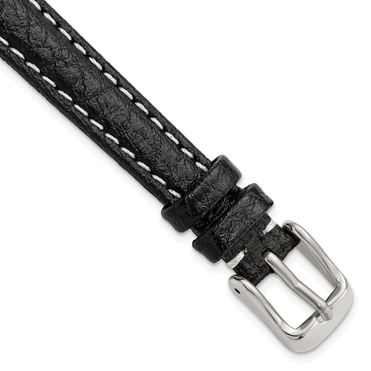 Sport Watch Band in Black Leather with White Stitching, 26mm - Sophia Jewelers Main image