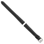 DeBeer 14mm Black Sport Leather with White Stitching and Silver-tone Buckle 6.75 inch Watch Band
