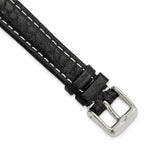 Sport Watch Band in Black Leather with White Stitching, 26mm