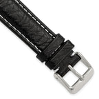 Sport Watch Band in Black Leather with White Stitching, 26mm