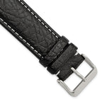 Sport Watch Band in Black Leather with White Stitching, 26mm