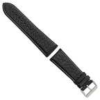 DeBeer 28mm Black Sport Leather with White Stitching and Silver-tone Buckle 7.5 inch Watch Band