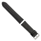 Black Sport Watch Band in Leather with White Stitching, 16mm - Sophia Jewelers