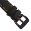 22mm Black Thick and Heavy Sport Calfskin Leather with Caramel Stitching and Black IP-plated Stainless Steel Buckle 8.1 inch Watch Band