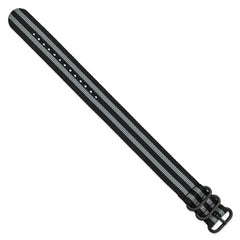 20mm One-Piece Black and Grey Military Ballistic G10 Nylon with Black PVD-plated Buckle 10.75 inch Watch Band