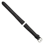 Snake-Grain Leather Watch Band in Black with Silver-Tone Buckle, 16mm - Sophia Jewelers