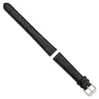 Snake-Grain Leather Watch Band in Black with Silver-Tone Buckle, 16mm - Sophia Jewelers
