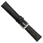 Snake-Grain Leather Watch Band in Black with Silver-Tone Buckle, 16mm - Sophia Jewelers