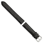 Snake-Grain Leather Watch Band in Black with Silver-Tone Buckle, 16mm - Sophia Jewelers