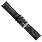 Snake-Grain Leather Watch Band in Black with Silver-Tone Buckle, 16mm - Sophia Jewelers