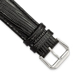 Snake-Grain Leather Watch Band in Black with Silver-Tone Buckle, 16mm - Sophia Jewelers