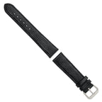 Snake-Grain Leather Watch Band in Black with Silver-Tone Buckle, 16mm - Sophia Jewelers