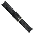 Snake-Grain Leather Watch Band in Black with Silver-Tone Buckle, 16mm - Sophia Jewelers