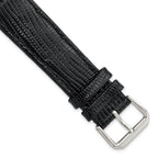 Snake-Grain Leather Watch Band in Black with Silver-Tone Buckle, 16mm - Sophia Jewelers