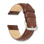 12mm Long Havana Smooth Leather with Silver-tone Buckle 6.75 inch Watch Band