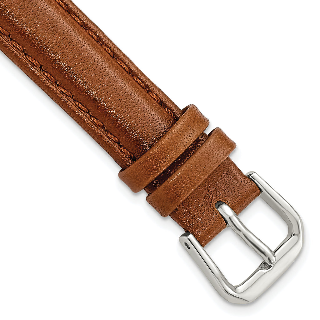 Havana Smooth Leather Watch Band in Silver-Tone Buckle, 6mm