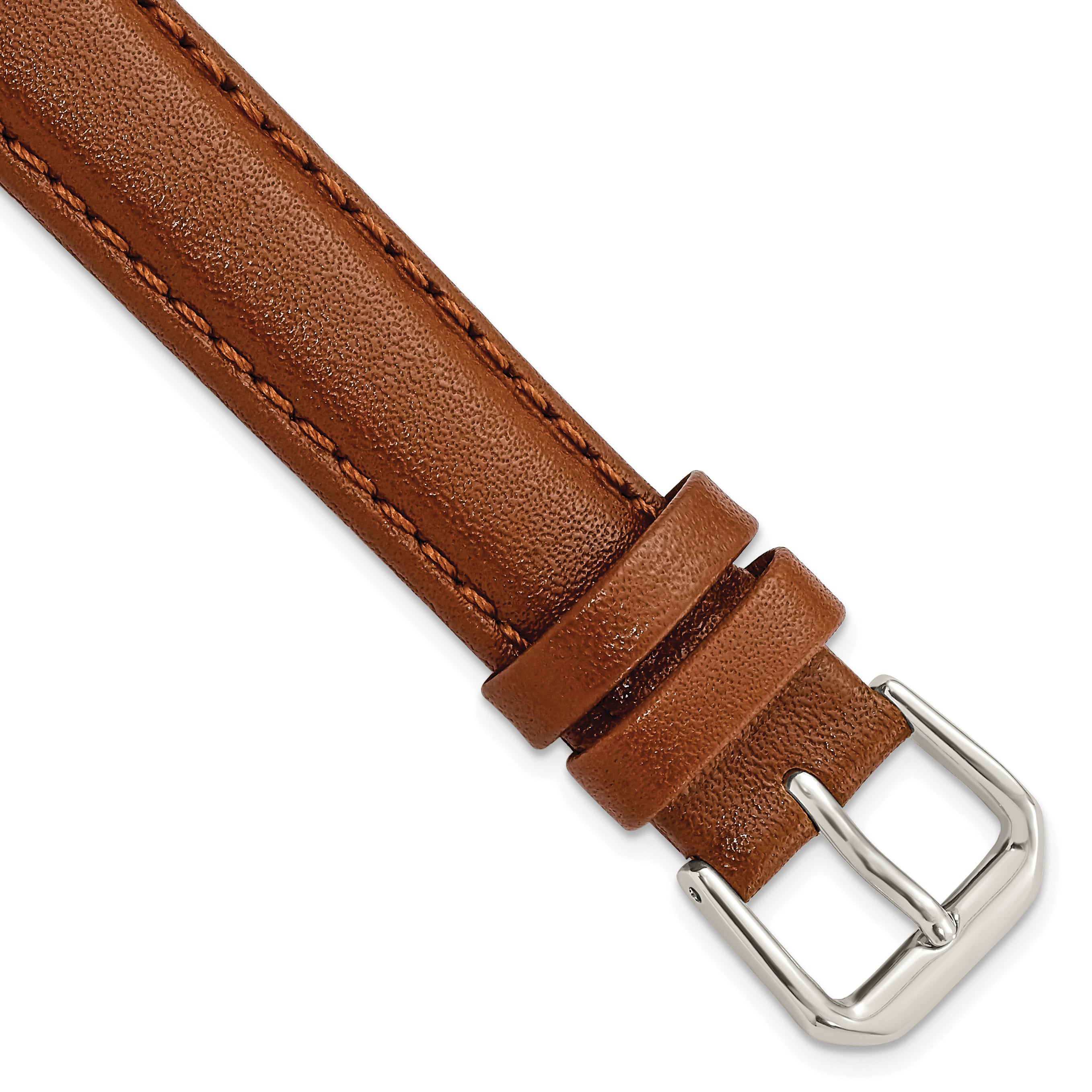 Havana Smooth Leather Watch Band in Silver-Tone Buckle, 6mm