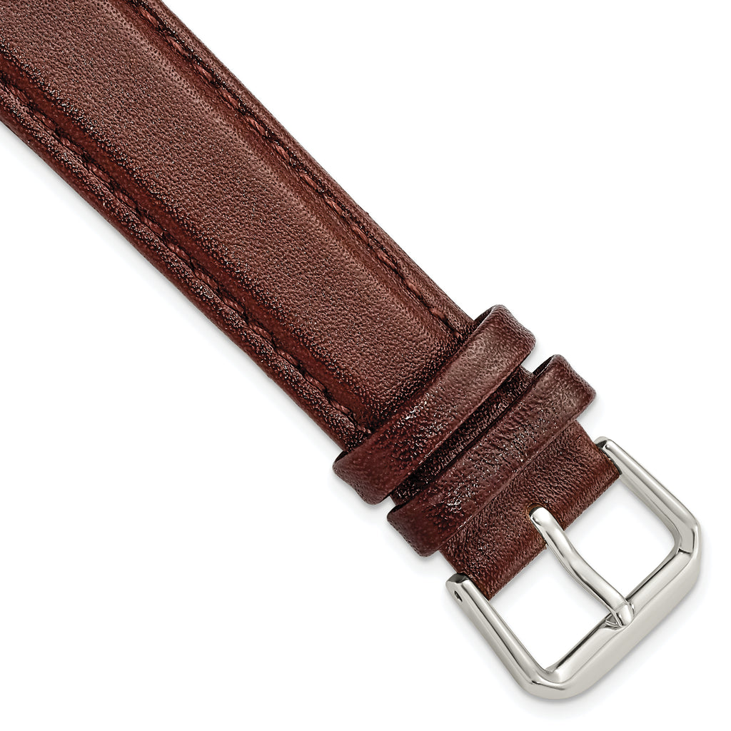 Havana Smooth Leather Watch Band in Silver-Tone Buckle, 6mm
