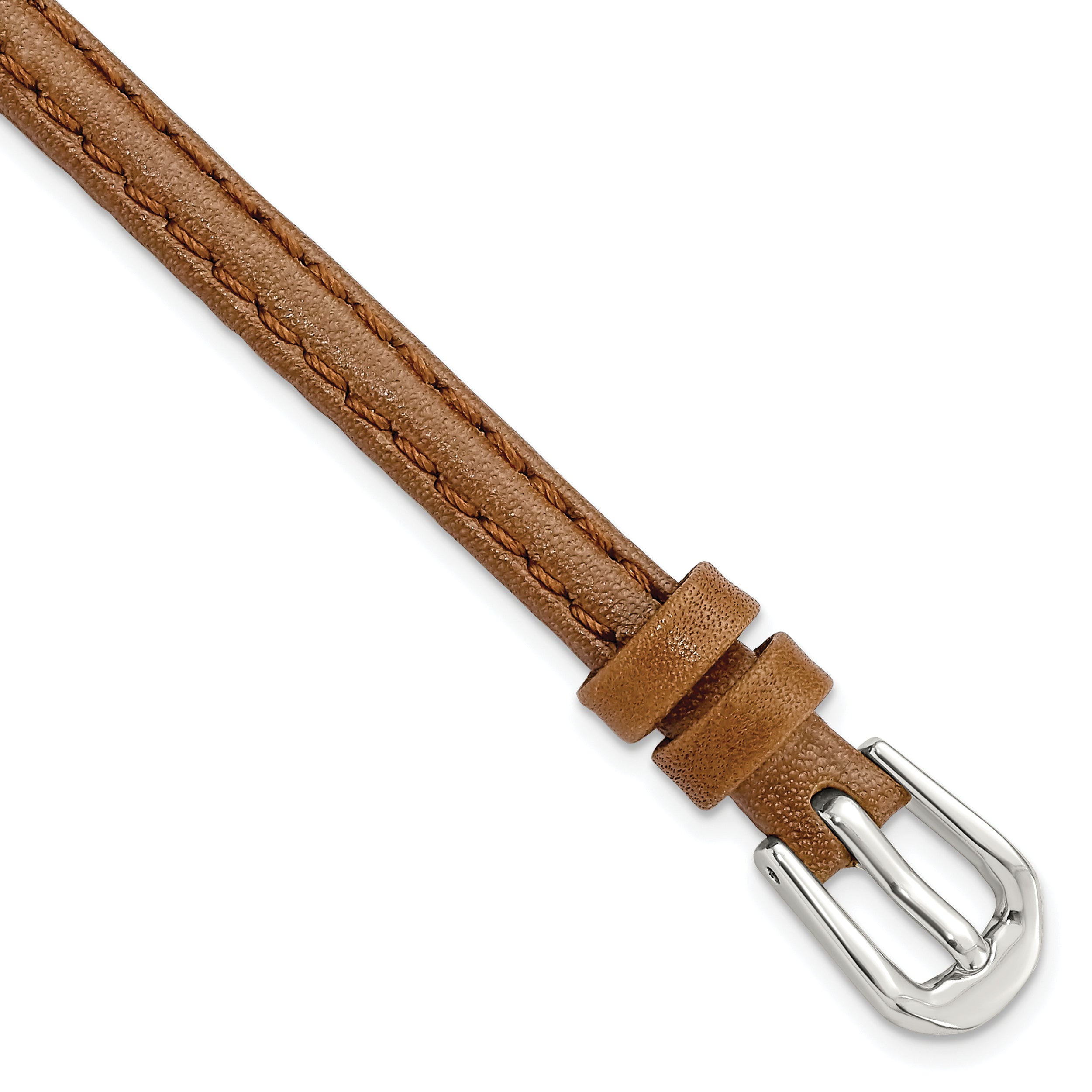 6mm Havana Smooth Leather with Silver-tone Buckle 6.75 inch Watch Band