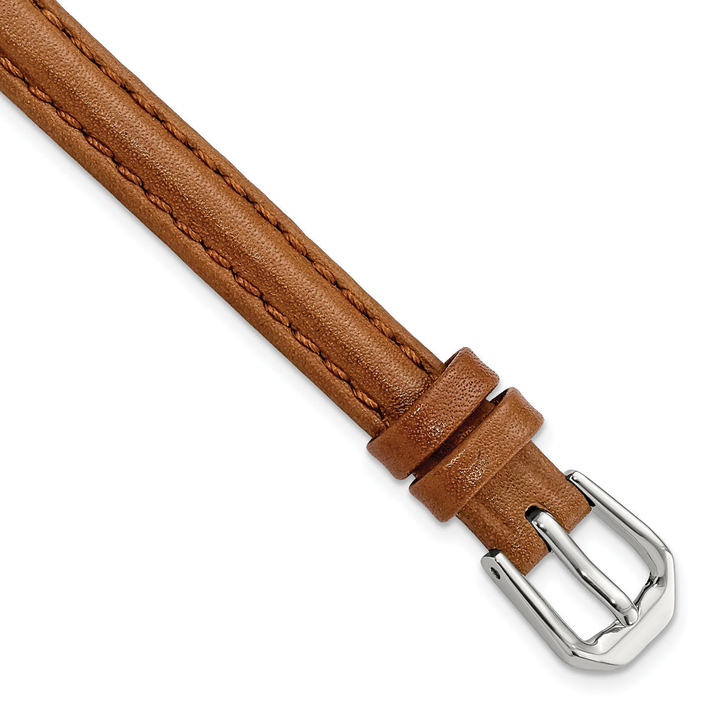 8mm Havana Smooth Leather with Silver-tone Buckle 6.75 inch Watch Band