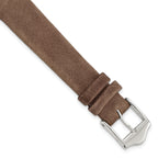 Dark Brown Suede Watch Band in Flat Leather, 16mm