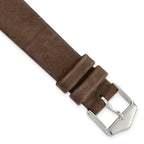 Dark Brown Suede Watch Band in Flat Leather, 16mm