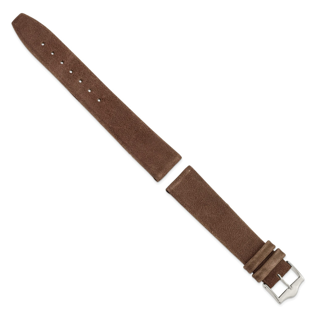 Flat Dark Brown Suede Watch Band in Leather, Matte - Sophia Jewelers