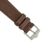 Dark Brown Suede Watch Band in Flat Leather, 16mm