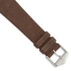 Dark Brown Suede Watch Band in Flat Leather, 16mm