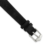 Black Suede Flat Watch Band in Leather with Silver-Tone Buckle, 14mm