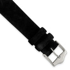 Black Suede Flat Watch Band in Leather with Silver-Tone Buckle, 14mm