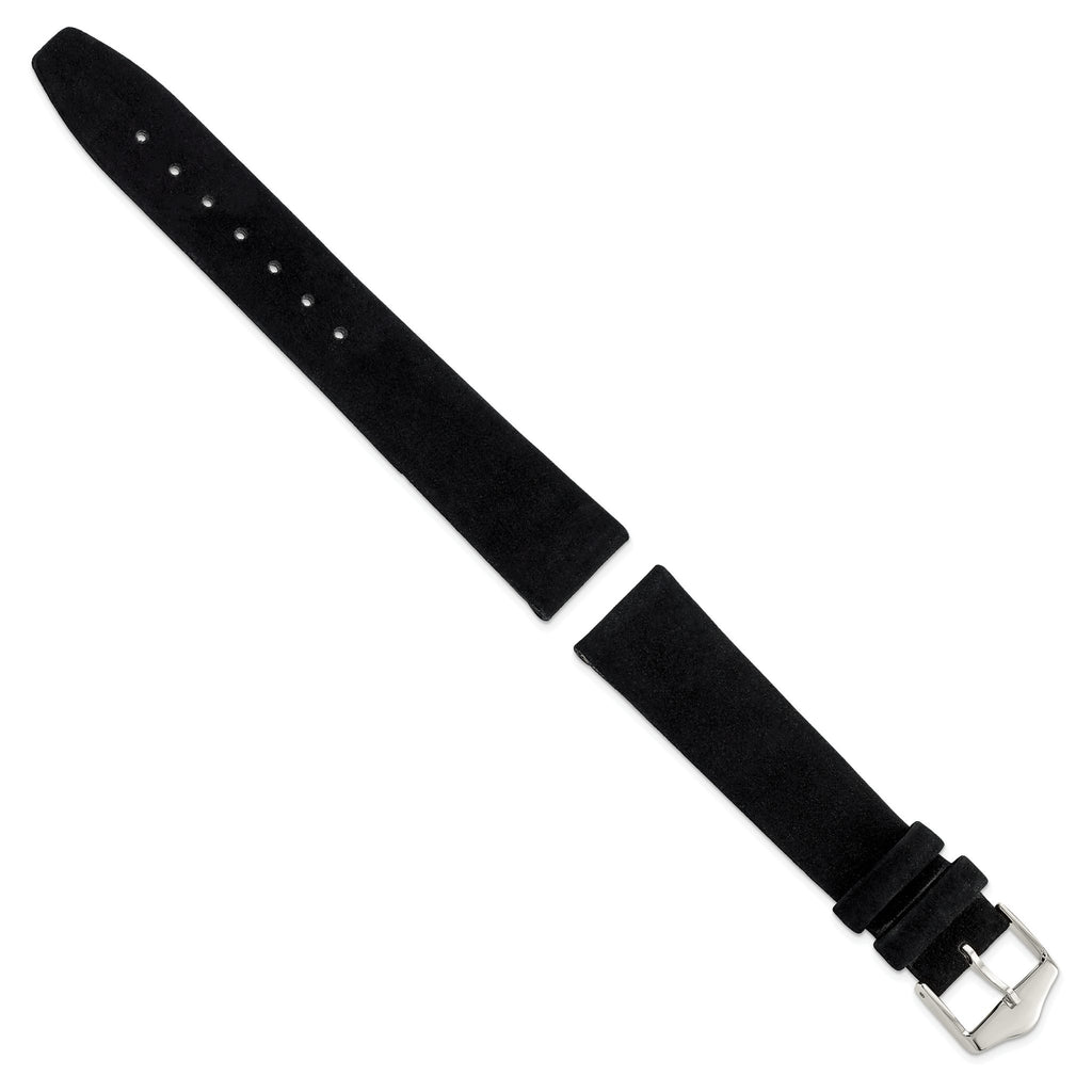 Flat Black Suede Watch Band in Leather, Matte - Sophia Jewelers