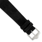 Black Suede Flat Watch Band in Leather with Silver-Tone Buckle, 14mm