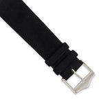 Black Suede Flat Watch Band in Leather with Silver-Tone Buckle, 14mm